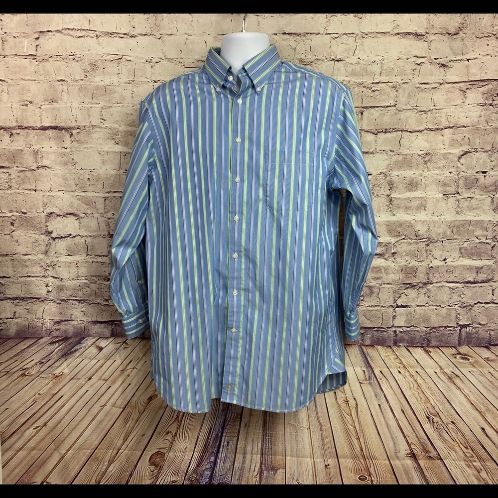 Stafford Signature The Country Club Blue Striped Long Sleeve Shirt